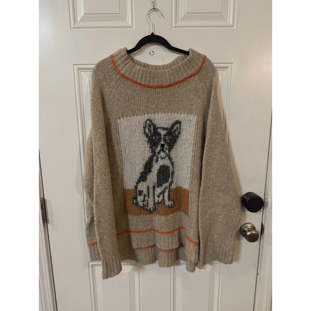 Aerie Oversized Chunky Knit Boston Terrier Sweater